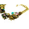 N-3982 European Vintage Style Golden Colorful Rhinestone Resin Gem Flower Choker Statement Necklace