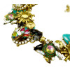 N-3982 European Vintage Style Golden Colorful Rhinestone Resin Gem Flower Choker Statement Necklace
