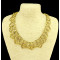 N-3990 Fashion retro golden silver plated paralleling carving hollowing flower choker chunky chain necklace