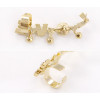 E-3204 Korean style silver plated rhinestone carving LOVE letter left ear cuff on earrings clip accessories