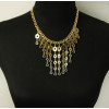 N-3997 Famous brand name gold flat chain necklace geometry, gradient hexagon shiny screw long pendant fringe necklace