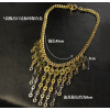 N-3997 Famous brand name gold flat chain necklace geometry, gradient hexagon shiny screw long pendant fringe necklace