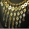 N-3997 Famous brand name gold flat chain necklace geometry, gradient hexagon shiny screw long pendant fringe necklace