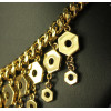 N-3997 Famous brand name gold flat chain necklace geometry, gradient hexagon shiny screw long pendant fringe necklace