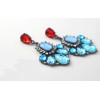 E-3206 European style Gun Black Alloy Fan Shape Rhinestone Crystal Drop Dangle Earring