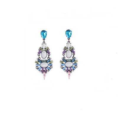 E-3213 Fashion European Style Gun Black Alloy Crystal Rhinestone Flower Shourouk Earring