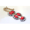 N-5015  Europea Style Golden Metal Crystal Resin Gem Flower Choker Necklace