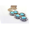 N-5015  Europea Style Golden Metal Crystal Resin Gem Flower Choker Necklace