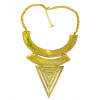 N-5016  Europea Style Golden Metal Geometry Crescent Moon Triangle Choker Necklace