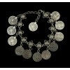 B-0388  Flower Child Silver Coin Anklet. Adjustable Handmade floral design. Boho Gypsy Beachy Ethnic Tribal Festival Jewelry Turkish Bohemian