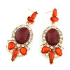 E-3219  Fashion European Style Gold Plated Alloy Rhinestone Crystal Flower Big Gem Dangle Earring