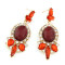 E-3219  Fashion European Style Gold Plated Alloy Rhinestone Crystal Flower Big Gem Dangle Earring