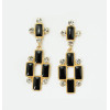 E-3217  Fashion European Style Gold Plated Alloy Rhinestone White Black Enamel Cross Dangle Earring