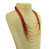 N-3560 European style golden crescent multilayer thin wine red/black ribbon short chain clavicle necklace