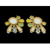 E-3218  Fashion European Style Gold Plated Alloy Resin Gem Flower Earring