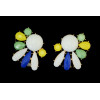 E-3218  Fashion European Style Gold Plated Alloy Resin Gem Flower Earring