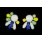 E-3218  Fashion European Style Gold Plated Alloy Resin Gem Flower Earring