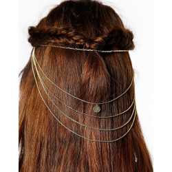 F-0171  European Style Gold Plated Multilayer Chain  Head Comb Hair accessories