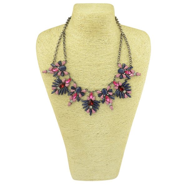 N-5038  Bohemian Gun Black Metal Crystal Gemstone Shourouk Necklace Jewelry Statement Necklace Insight Guides
