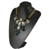 N-5031  European  Style Thick Bronze Chain Clear  Stones Water Drop Geometry Jade Choker Chunky Statement Pendant Necklace