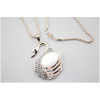 N-5033  Korea style gold plated alloy cat eye stone rhinestone Swan long pendant necklace