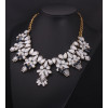N-5039 European Style Crystal Gemstone Statement Necklace Flower Leaves Rhinestone New In Goods