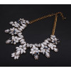 N-5039 European Style Crystal Gemstone Statement Necklace Flower Leaves Rhinestone New In Goods