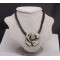 N-5024  Bohemian Style Multilayer Black Chain Clear Rhinestone Rose Flower Pendant Necklace