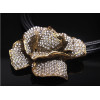 N-5024  Bohemian Style Multilayer Black Chain Clear Rhinestone Rose Flower Pendant Necklace