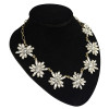 N-5042  Newest bronze alloy clear crystal drop flower clavicle necklace