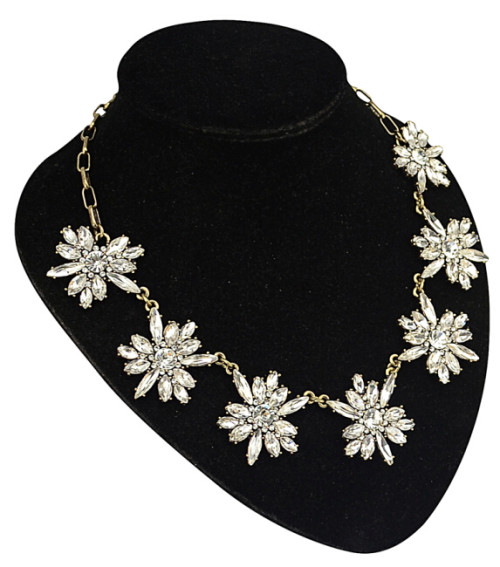 N-5042  Newest bronze alloy clear crystal drop flower clavicle necklace