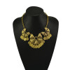 N-5068  Tribe style Golden Silver Geometry Design Carving Coin Choker Necklace Boho