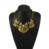 N-5068  Tribe style Golden Silver Geometry Design Carving Coin Choker Necklace Boho