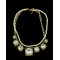 N-5060 Golden  Geometry Square Rhinestone Crystal Flower Pendant Double Metal Pearl Chain Necklace