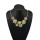 N-5062  Gold Plated Chain Acrylic Gemstone Rhinestone Flower Leaves Choker Necklace