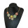 N-5062  Gold Plated Chain Acrylic Gemstone Rhinestone Flower Leaves Choker Necklace