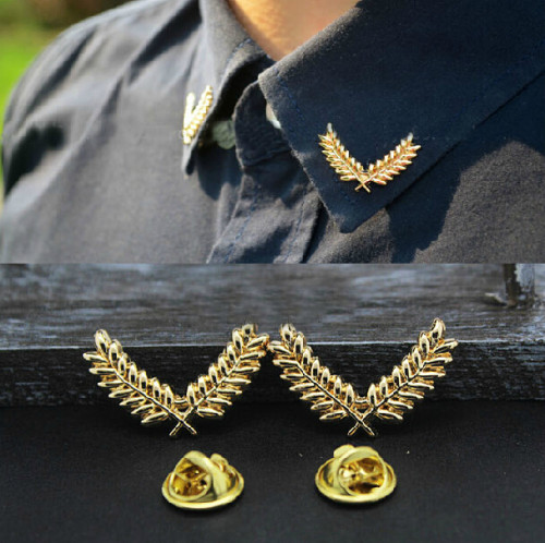 P-0130  European Style Gold Plated Alloy Leaves Collar Pin Brooch