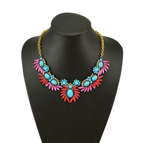 N-5066 Euroean style Gun Black Crystal Rhinestone Shourouk Flower Choker Necklace