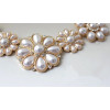 N-5054 Korea Style Gold Plated Chain Rhinestone Pearl White Flower Choker Necklace