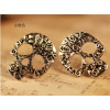 E-3231  Vintage Style Bronze Silver Metal Hollow Out Carving Flower Skull Ear Stud Earrings