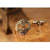 E-3231  Vintage Style Bronze Silver Metal Hollow Out Carving Flower Skull Ear Stud Earrings
