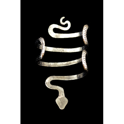 B-0393 * Vintage Style Silver Snake Shape Open Bangle Cuff