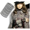 B-0397  Vintage Style Silver Golden Bohemian Crystal Wide Tribe Beads Carving Bangle Bracelet