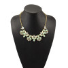N-5079  Drop Resin Gem Clear Crystal Flower Shourouk Necklace Gold Plated Alloy