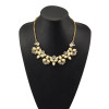 N-5079  Drop Resin Gem Clear Crystal Flower Shourouk Necklace Gold Plated Alloy
