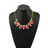 N-5079  Drop Resin Gem Clear Crystal Flower Shourouk Necklace Gold Plated Alloy