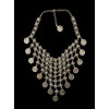 N-5070 Silver Coin Necklace Turkish Flower Chainmail Coin Collar Cleopatra Choker Kuchi Afghan Belly Dancer Tribal Chic Gypsy Boho coin