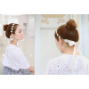 F-0181  European style gold Plated Metal Long Silk Chain Beige Pink Acrylic Rhinestone Flower hairband hair accessories