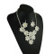 N-5092  Korea Style Silver Gold Plated Clear Crystal Bib Flower necklace