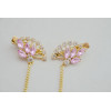 F-0186 European style gold Plated Pink Crystal Fan Shaped Hair Clip  hair accessories